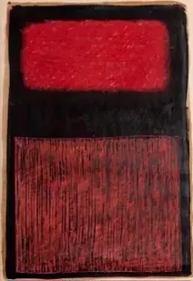 Rotes Farbfeld über schwarz-roter Fläche