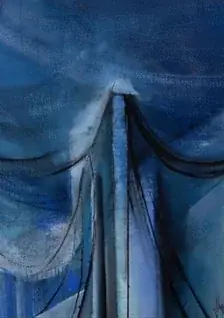 Blaue, vorhangartige Formen