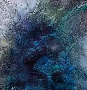 Reliefbild in Blau, Grün und Violett