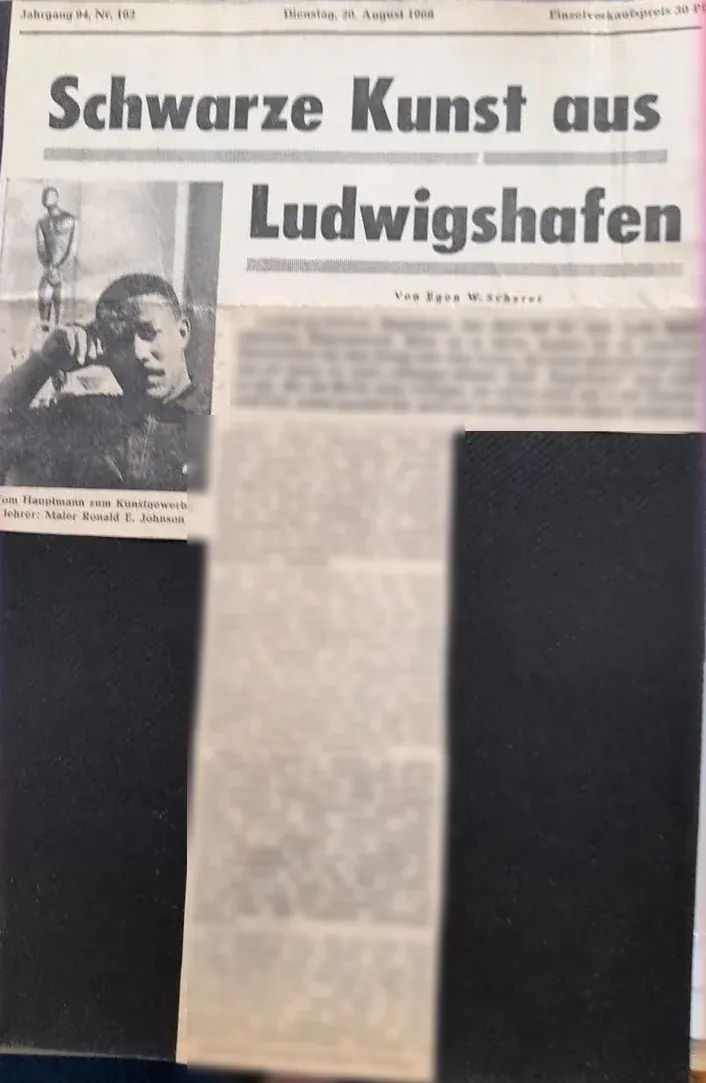 Originalausschnitt des Zeitungsartikels „Schwarze Kunst aus Ludwigshafen“ vom 20. August 1968